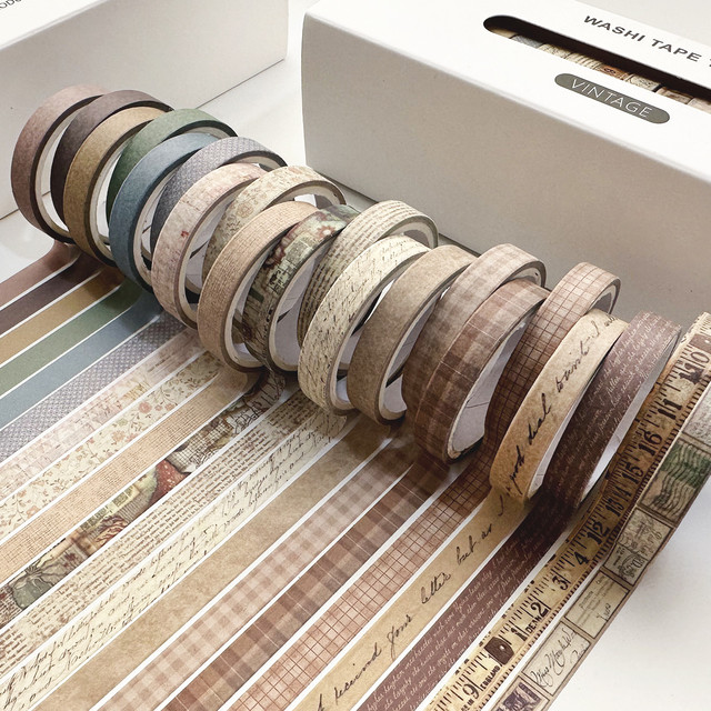 7mm*300cm 20 Rolls/box Split Thin Washi Tape Set Simple Pattern